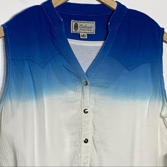 NWT Outback Trading Co Tie Dye Rivet Trim Blouse - Picture 2 of 9